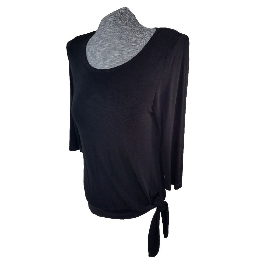 Chicos Travelers 1 Blk Long Sleeve Tie Bottom M/8